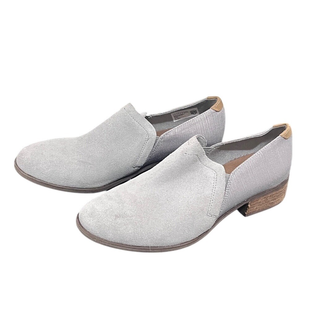 TOMS Deia Grey Suede Slip On Ankle Bootie‎ Low Block Heel Womens 9.5 Casual